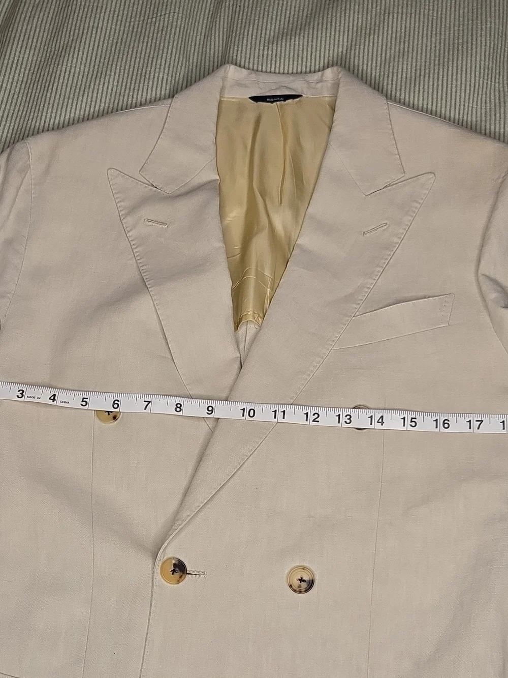 Men's Double-Breasted Cream Blazer